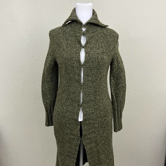 Olive green Express wool cardigan #grungevibes - Picture 4 of 8